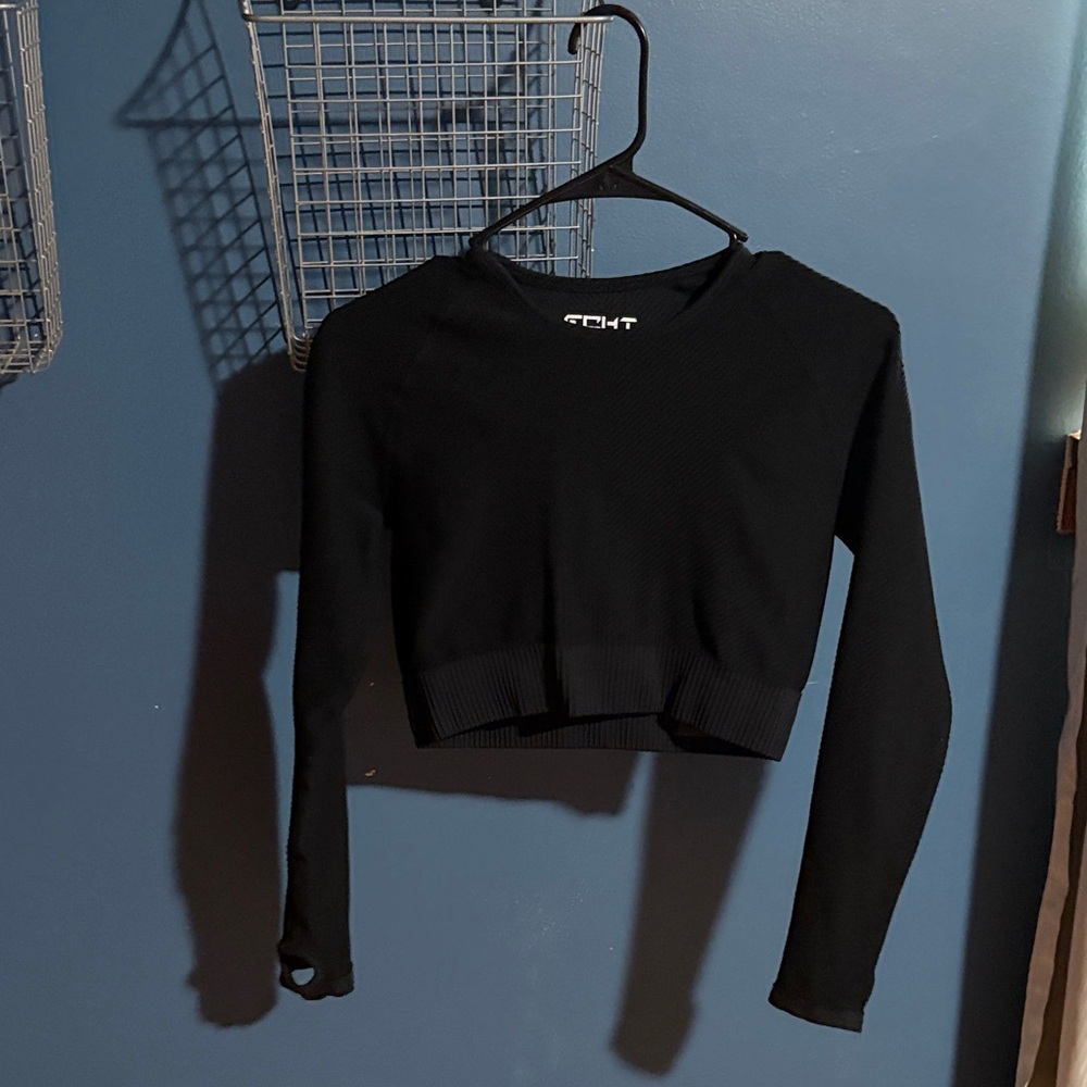 ECHT Black Long Sleeve Crop Sweatshirt